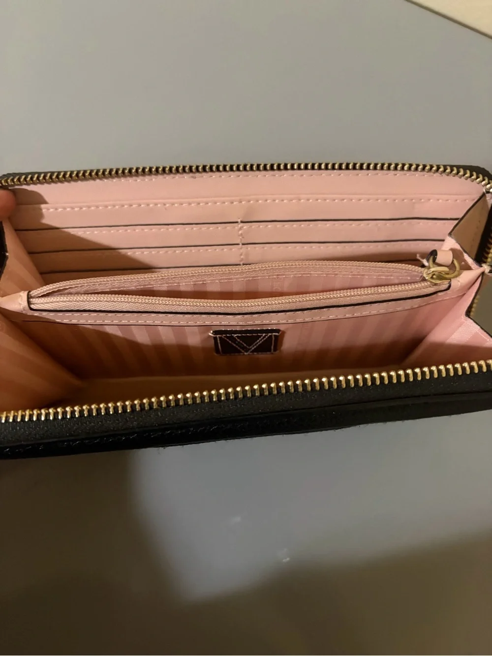 Victorias secret - Black Quilted Zip-Around Wallet with Gold Accent - Picture 3 of 4